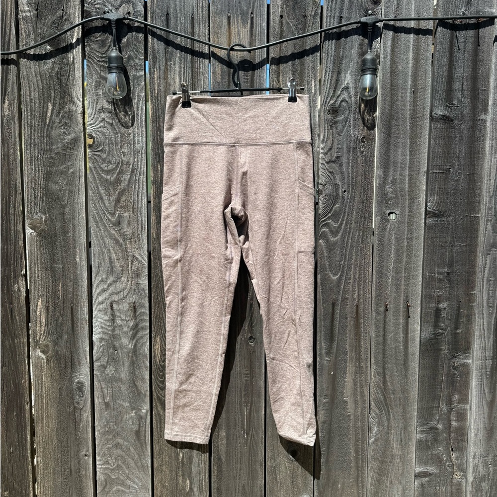 Aerie Play High Rise Pocket Leggings Light Beige Tan Soft Brushed Interior Large